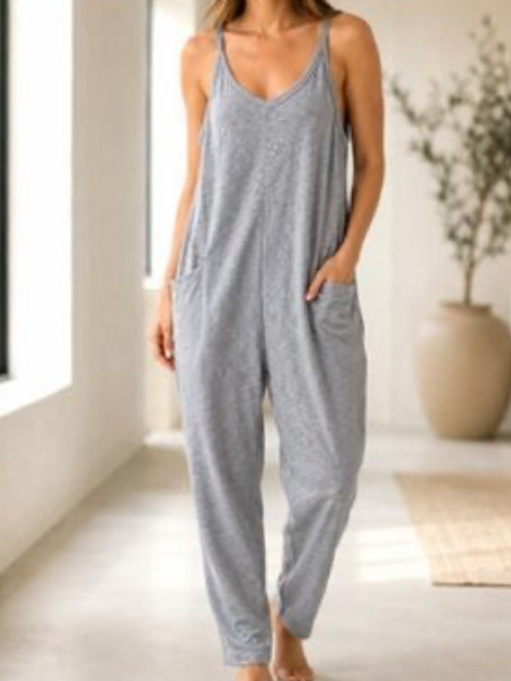 Sincerely Jules Gray Sleeveless Casual Jumpsuit